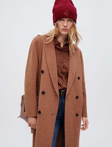 Double-faced marl coat : Coats & Jackets color Brown