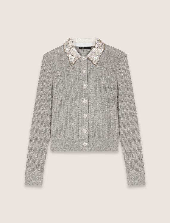 Cardigan with removable collar - Sweaters & Cardigans - MAJE