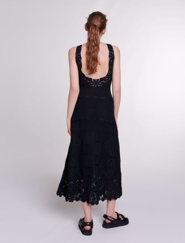 Crochet-knit maxi dress : View All color Black