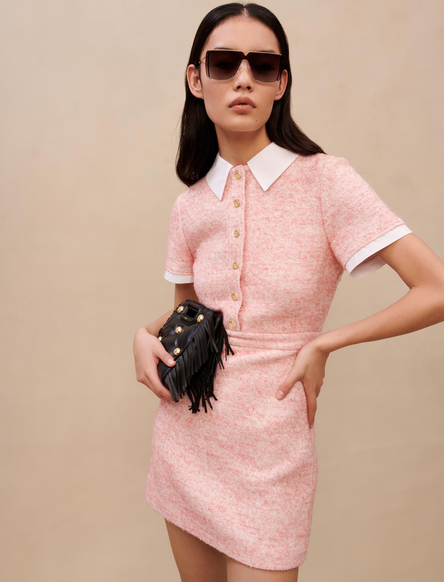 Pink maje dress hotsell