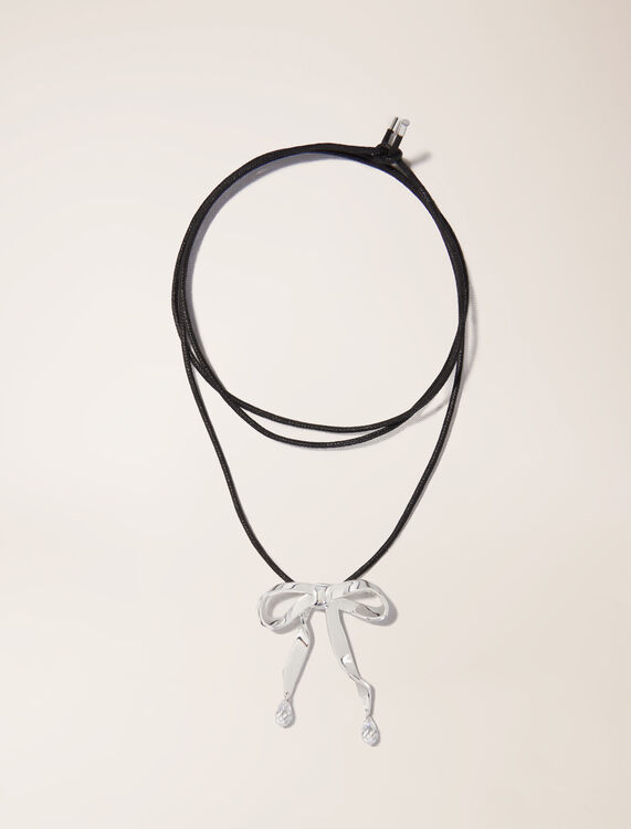Silver bow necklace : Jewelry color Silver