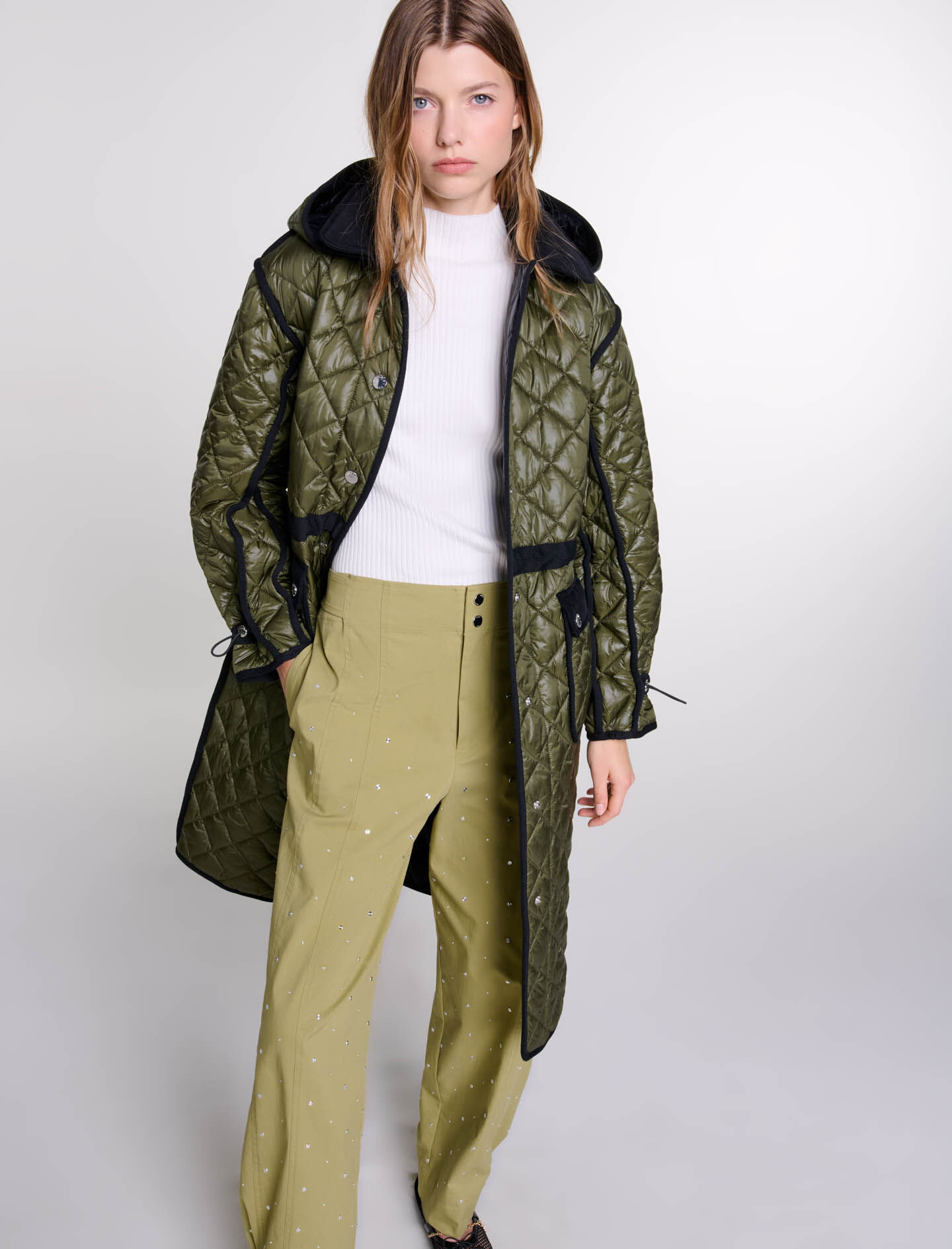 124GEODA Contrast quilted puffer jacket Coats Maje