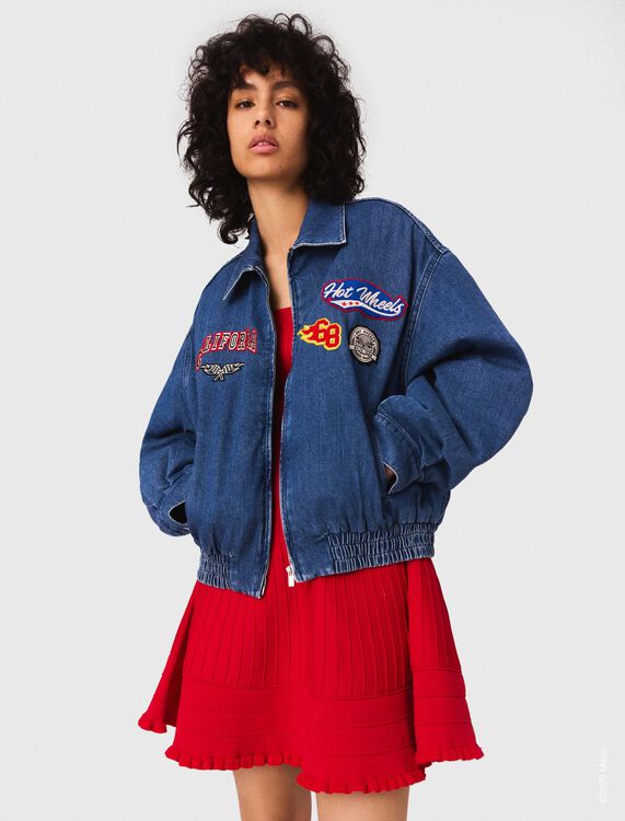 Oversized embroidered denim jacket - Blazers & Jackets - MAJE