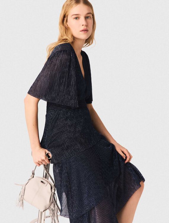 Metallic ruffled midi dress - Dresses - MAJE