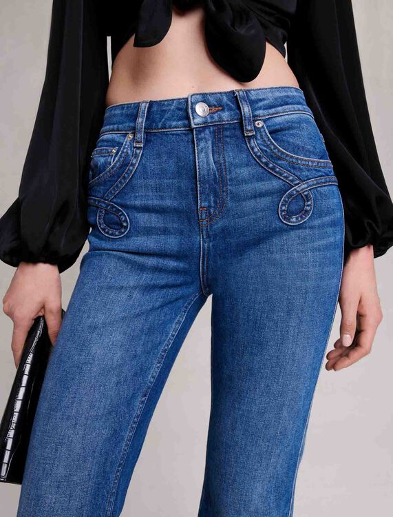 Embroidered flared jeans -  - MAJE