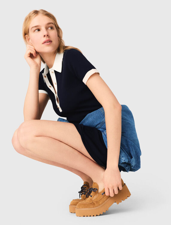 Contrast-trim polo dress - Dresses - MAJE