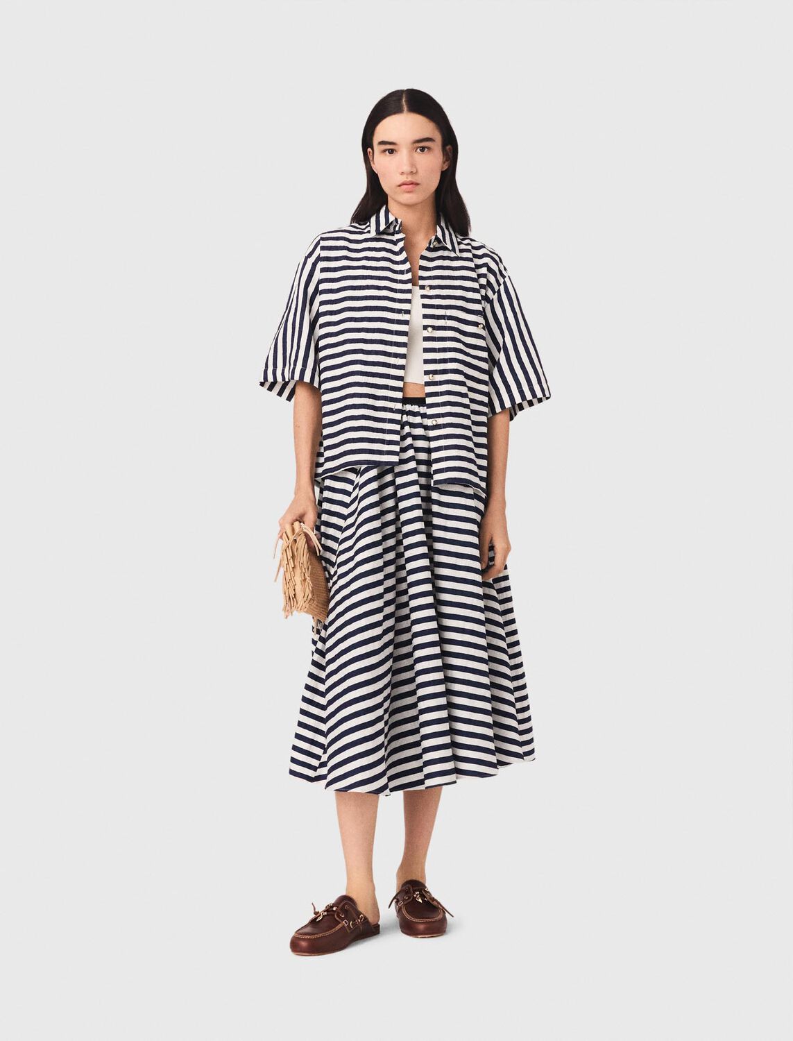 Linen-blend midi skirt - Skirts & Shorts - MAJE