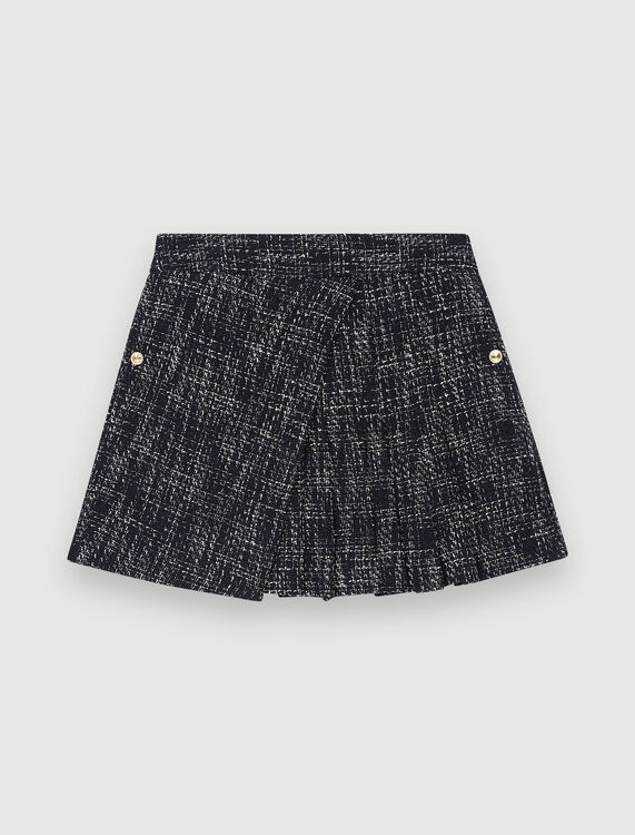 Tweed-style trompe l’oeil pleated shorts - Skirts & Shorts - MAJE
