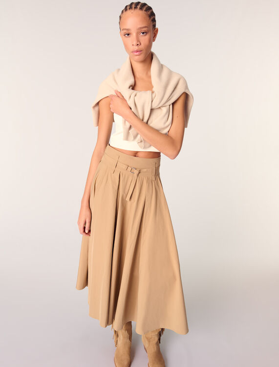 Cotton pleated maxi skirt - Skirts & Shorts - MAJE