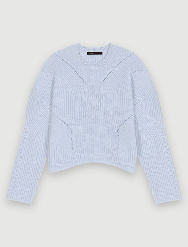 Cropped ribbed jumper : Sweaters & Cardigans color Light Blue