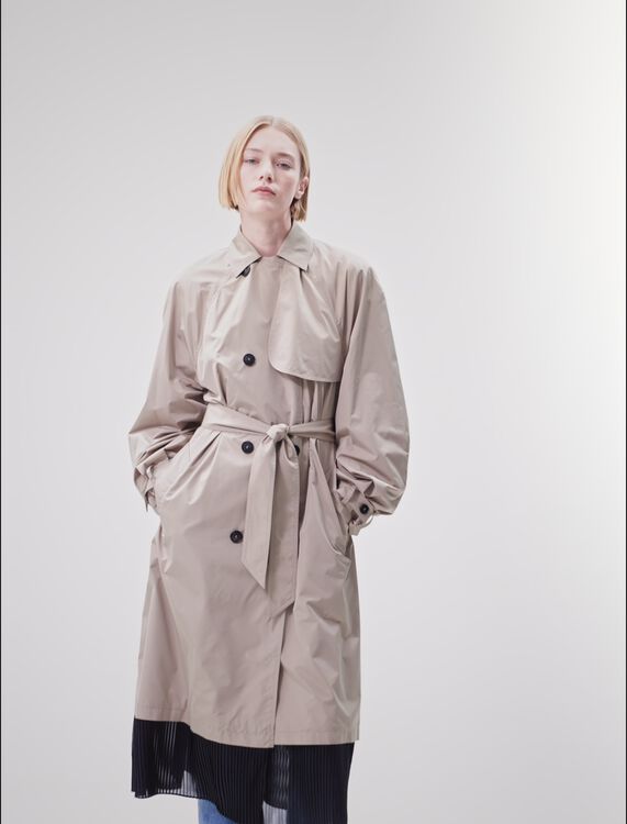 Contrast trench coat -  - MAJE