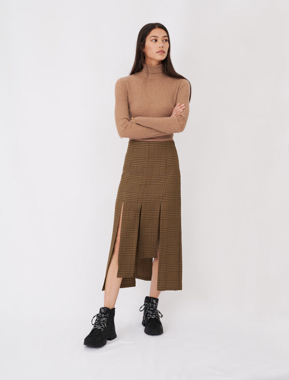 Asymmetric skirt with flaps and checks - Skirts & Shorts - MAJE