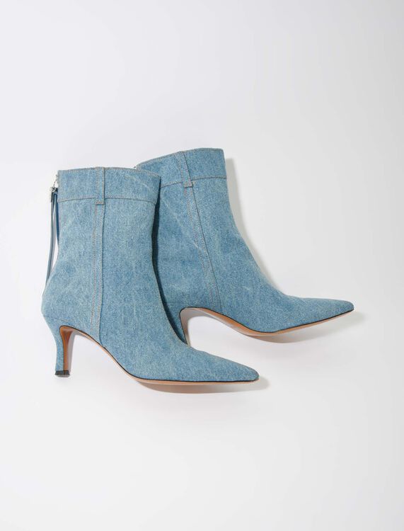Denim boots with pointed toe - Booties & Boots - MAJE