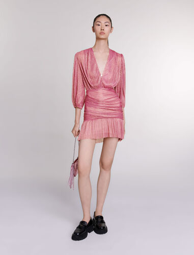 Short lamé dress : Dresses color Fuchsia pink
