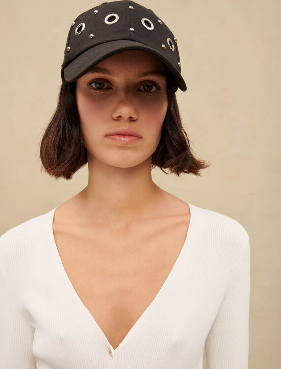 White ribbed V-neck top - Sweaters & Cardigans - MAJE