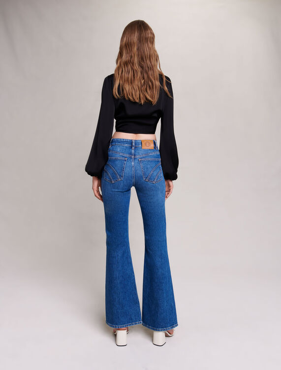 Embroidered flared jeans : Trousers & Jeans color Blue
