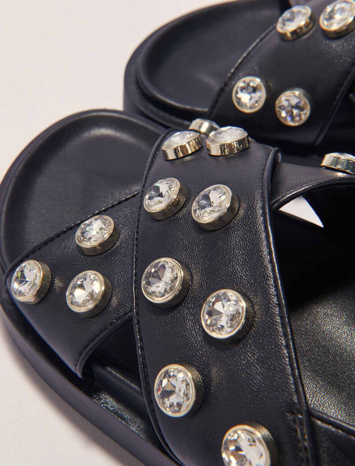 Flat leather and rhinestone sandals - Sling-Back & Sandals - MAJE