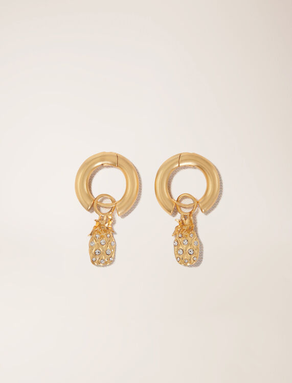 Mini rhinestone pineapple earrings : Jewelry color Gold
