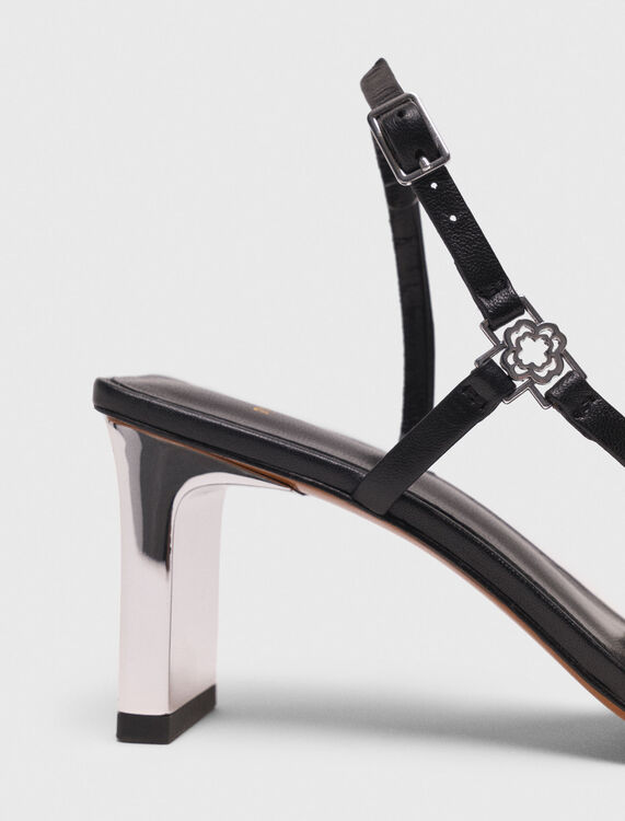 Metallic heel strappy sandals - Sling-Back & Sandals - MAJE