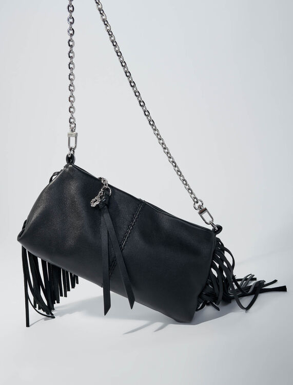 Miss M plain leather clutch bag - Shoulder bags - MAJE