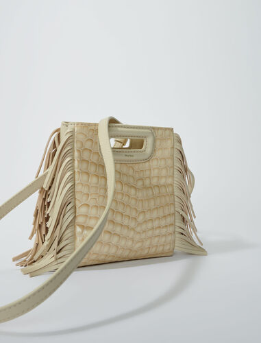 Mock croc leather mini M bag : View All color Glossy Beige
