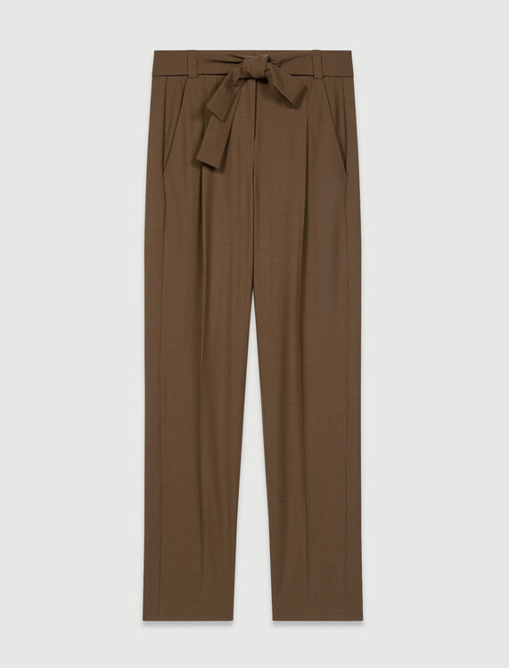 Straight-cut belted suit trousers - Trousers & Jeans - MAJE