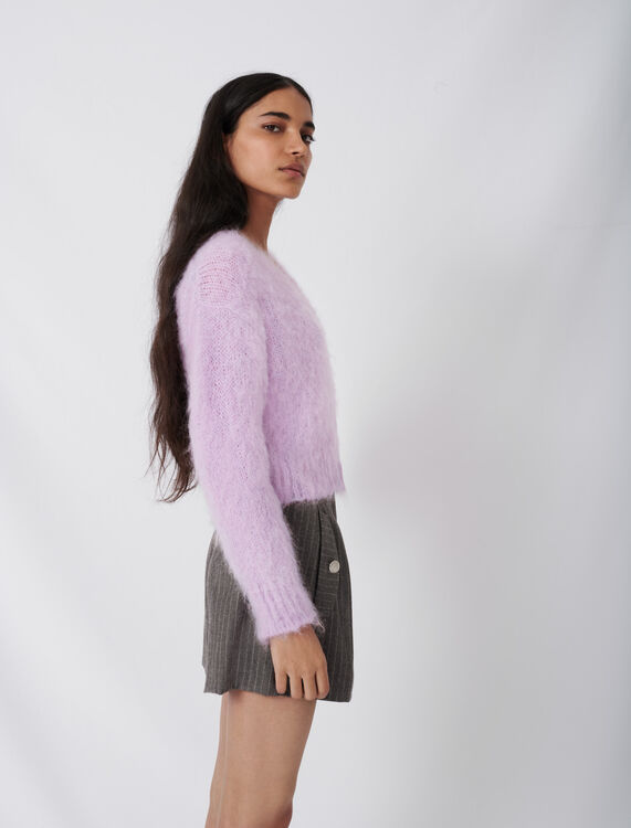 Mohair cardigan with covered buttons - Cardigans & Sweaters - MAJE