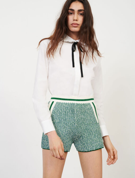 Knit shorts with contrasting bands - Skirts & Shorts - MAJE