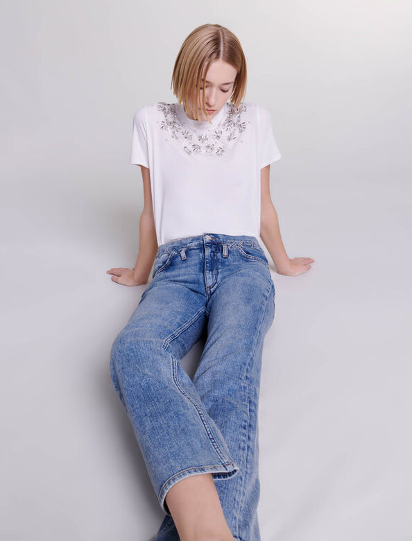 Jeans with braided details : Trousers & Jeans color Blue
