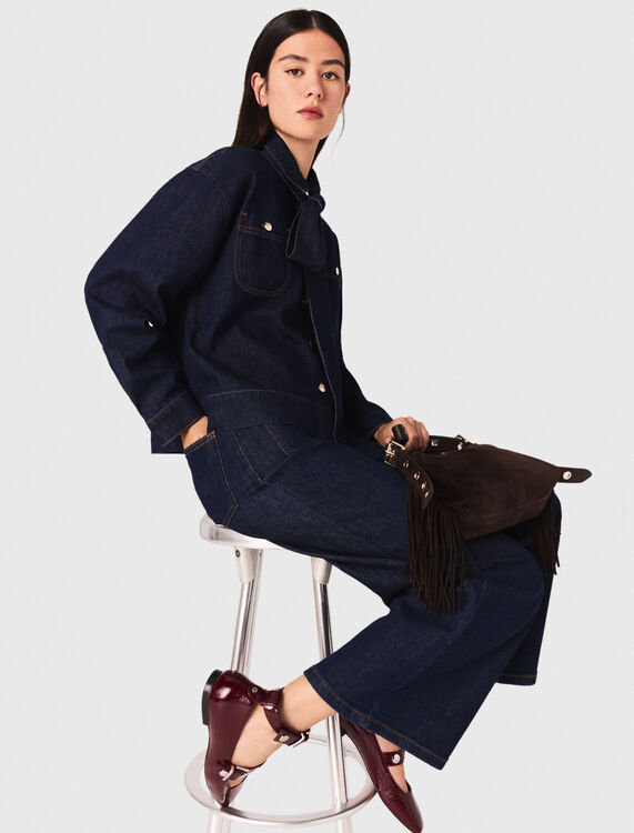Denim shirt with pussy bow - Shirts - MAJE