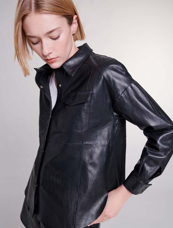 Leather shirt : View All color Black