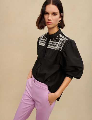 Shirt with embroidered details : Shirts color Black