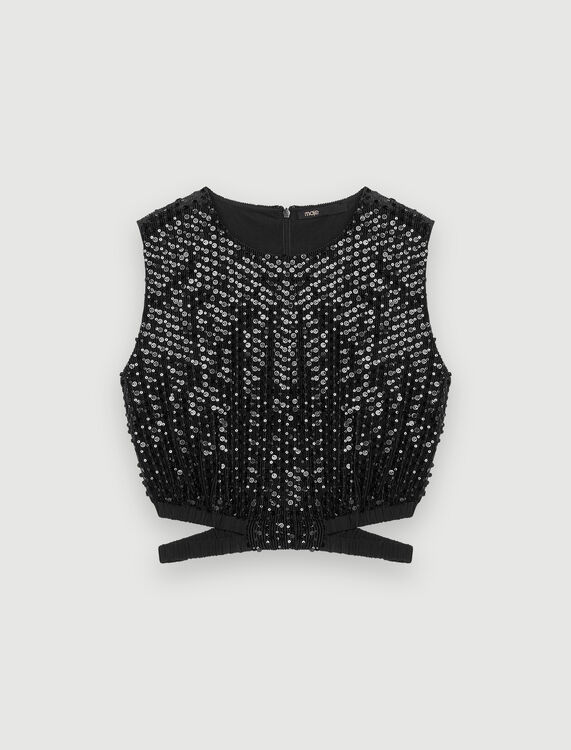 Sequinned crop top - Up to 60% off - MAJE