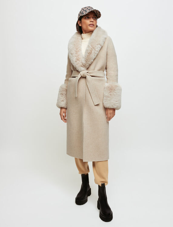Double-faced fur-effect coat - Coats & Jackets - MAJE
