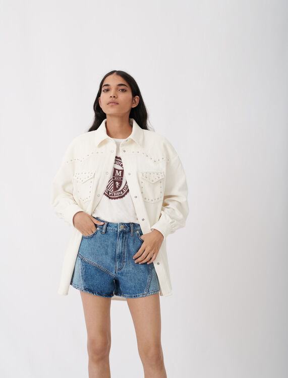 Corduroy overshirt with studs - Up to 70% off - MAJE