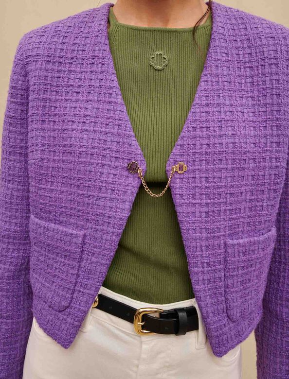Cropped tweed jacket : Coats & Jackets color 