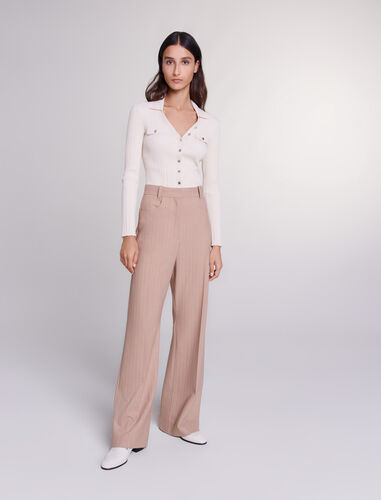 High-waisted trousers : Trousers & Jeans color Beige
