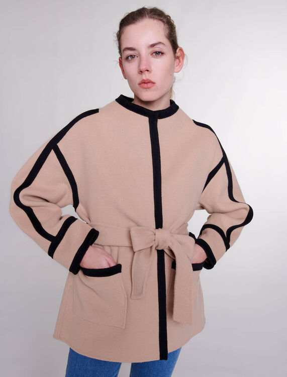 Short two-tone coat - Fall-Winter Collection - MAJE