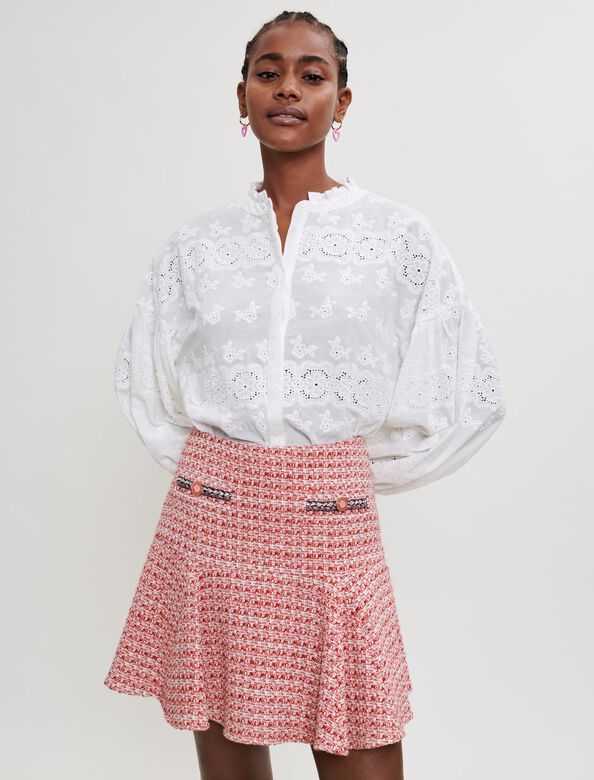 Ethnic trim tweed skirt : Skirts & Shorts color pink