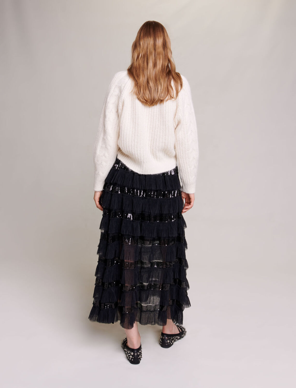 Ruffled maxi skirt : Bottoms color 