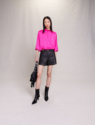 Satin jacquard blouse : Tops color Fuchsia