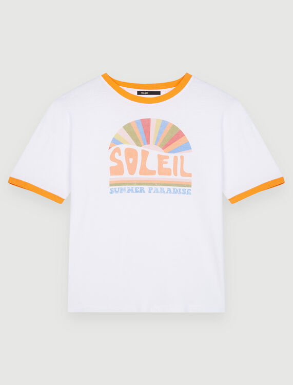 Wide silkscreen-printed SUMMER T-shirt - Up to 50% off - MAJE