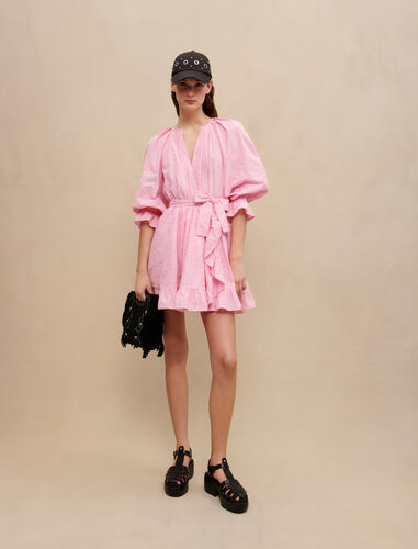 Ruffled mini dress : Dresses color Pale Pink
