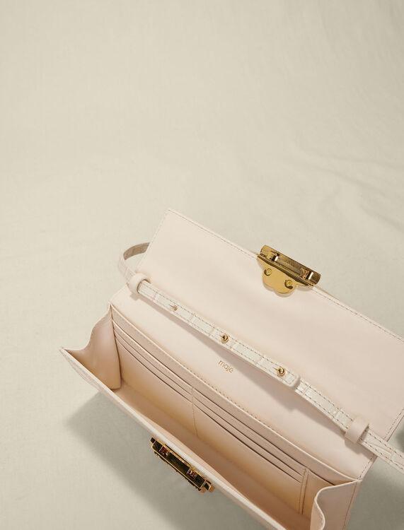 Croc-effect embossed leather bag -  - MAJE