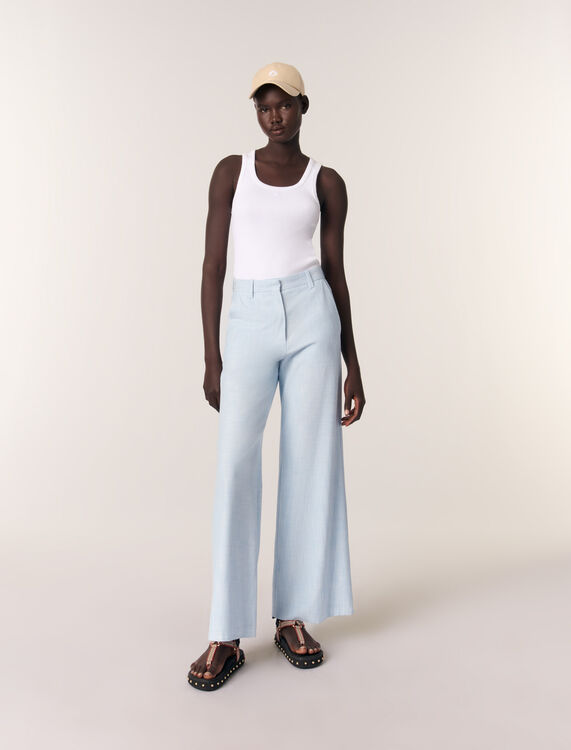 Wide-leg suit trousers : Trousers & Jeans color Blue