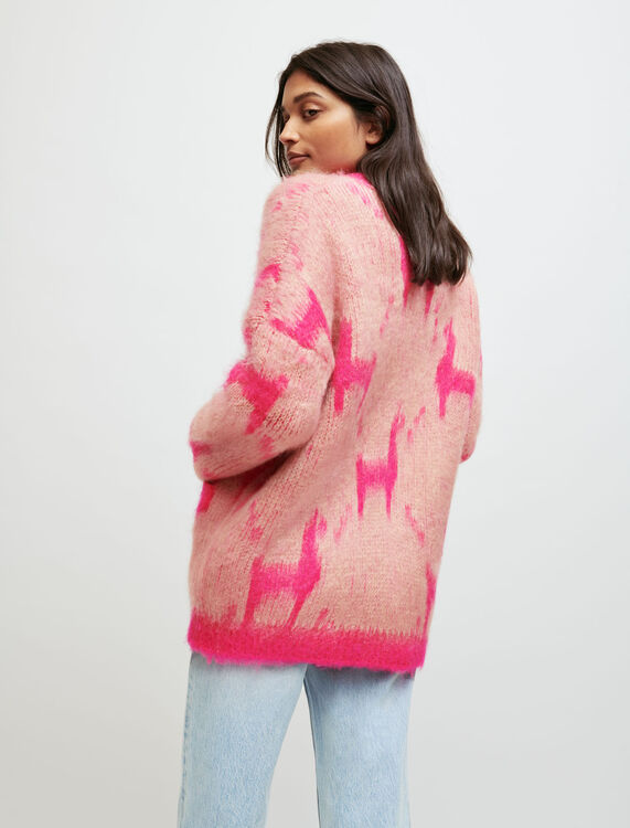 Mohair cardigan with llama pattern - Cardigans & Sweaters - MAJE