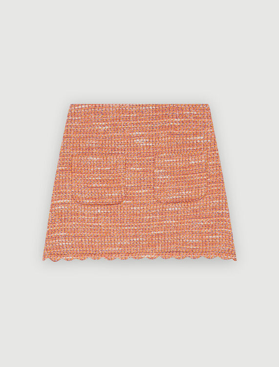 Tweed skirt with braided trim : Skirts & Shorts color Orange