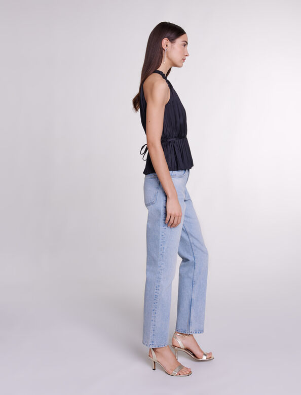 Pleated satin top : Tops color Black