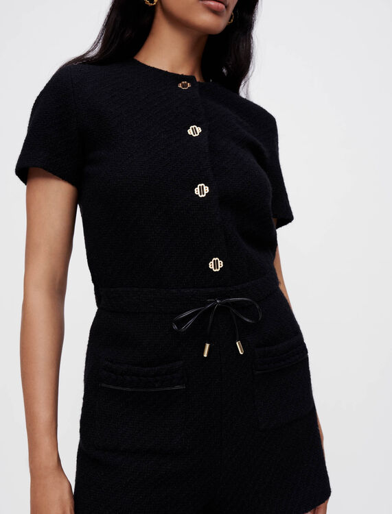 Black tweed playsuit - Jumpshort & Jumpsuits - MAJE