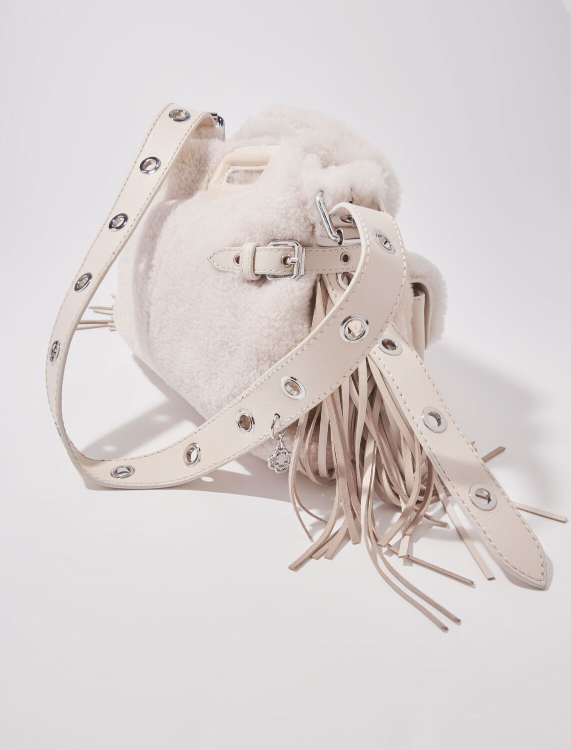 Miss M Mini faux fur cargo bag - M Bag - MAJE